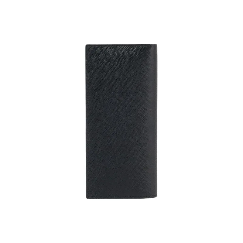 PRADA Cross-Stitch Leather Wallet Men's Black-1