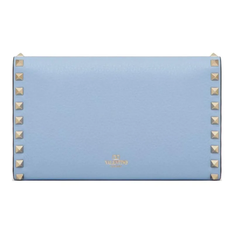 Valentino Rockstud Sheepskin Wallet Women's Blue-4