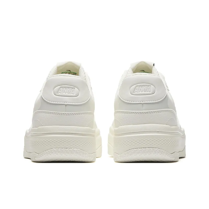 Anta Street Play 2 Lightweight Height Increasing Low Top Skateboard Shoes Men's Ivory White-4