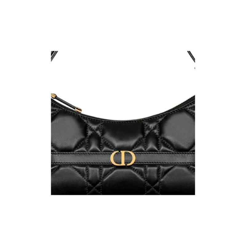 DIOR 30 Montaigne Sheepskin Water Dumpling Bag, Handbag, Shoulder Bag Mini Women's Black-2