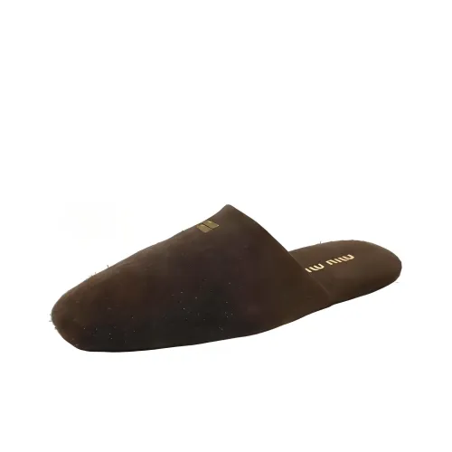 MIU MIU Slip-Resistant Wrap-toe Slippers Women's Umber