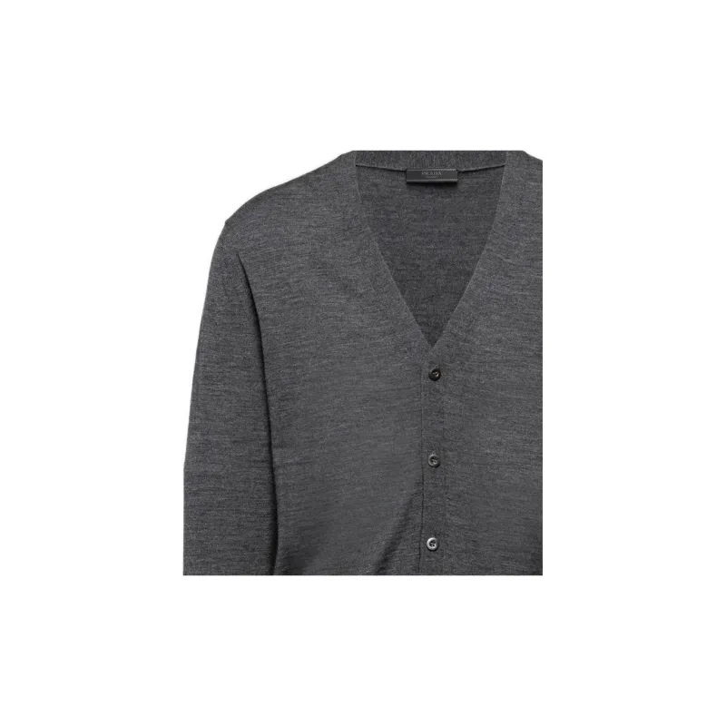 PRADA V neck Wool Cardigan-4