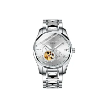GUANQIN GUANQIN GJ16128 Mechanical Movement Tungsten Steel Strap Watch Men's Watches Silver Dial