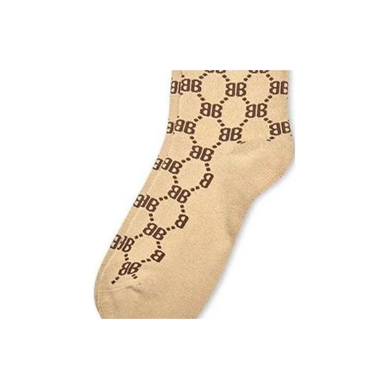 GUCCI x Balenciaga Mid-Calf Socks Unisex Beige-4