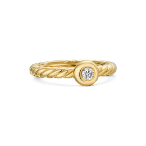 David Yurman 18kt Yellow Gold Petite Cable Diamond Ring 2.8mm