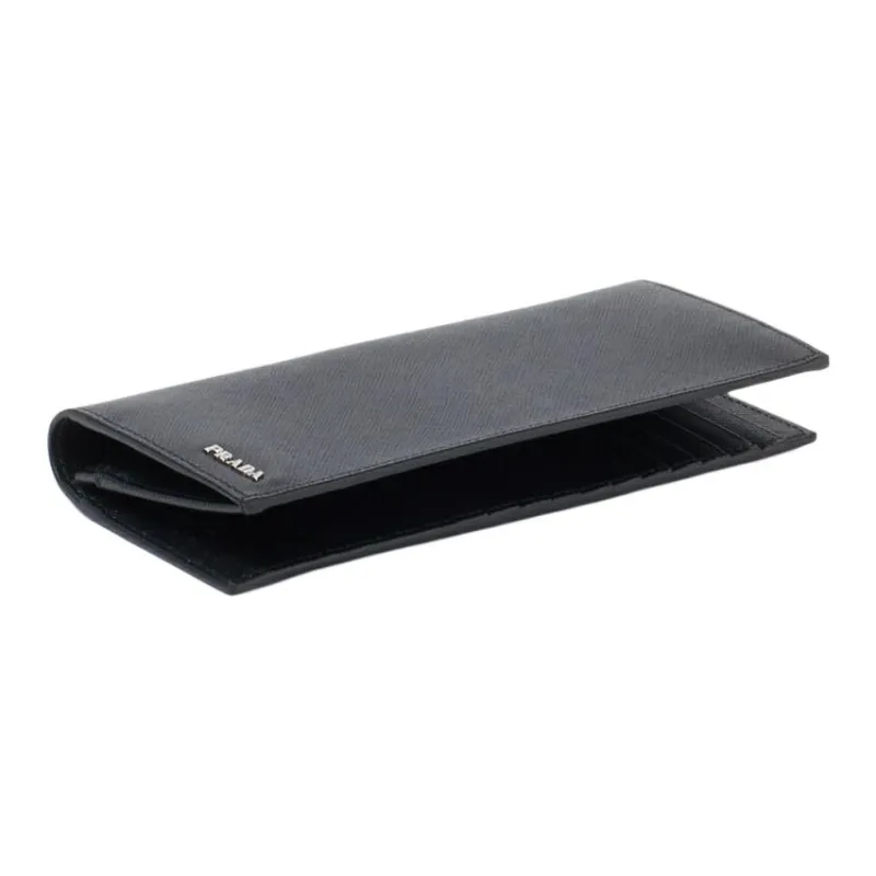 PRADA Cross-Stitch Leather Wallet Men's Black-3