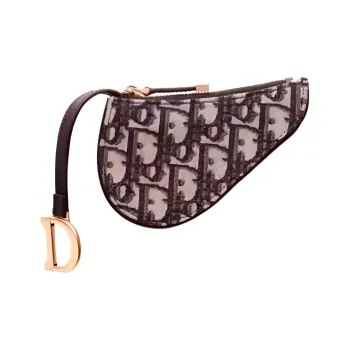 DIOR Embroidery Coin Purse Women's Red