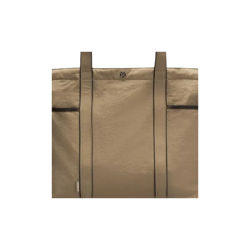 Lululemon Recycled Nylon Tote Bag, Shopping Bag, Shoulder Bag, Handbag Regular Unisex Light Yellow Umber & Black-2