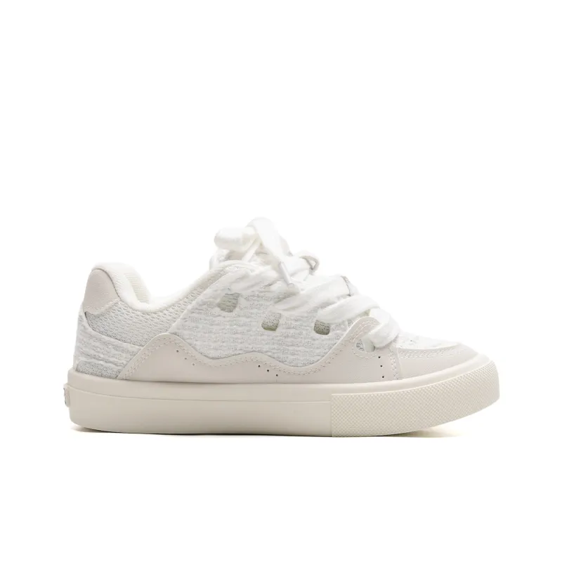 OAOQ Low-Top Skateboard Shoes Unisex White Yellow Blue-45