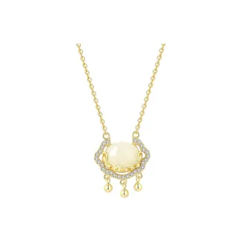 WEITIANXUAN Hetian Jade Necklaces Pale Greenish White Jade Women's