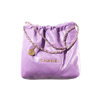 CHANEL 22Bag Cow Leather Tote Bag, Shopping Bag, Handbag, Shoulder Bag Trumpets Women's Purple