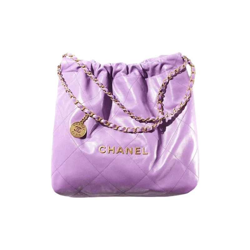 CHANEL 22Bag Cow Leather Tote Bag, Shopping Bag, Handbag, Shoulder Bag Trumpets Women's Purple-0