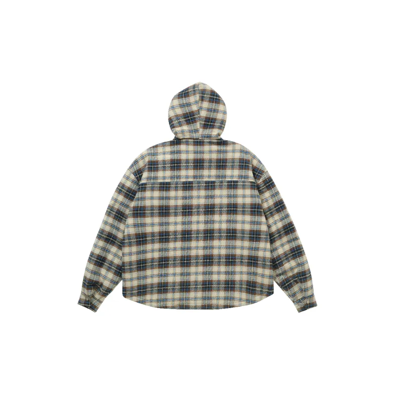 Makemore Puffer Jacket Men's Brown Blue Plaid-4