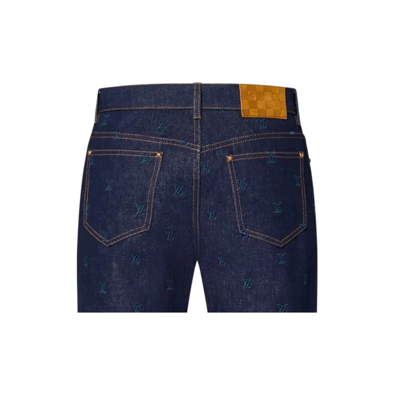 Lv Lv Blason Embroidered Denim Pants-4