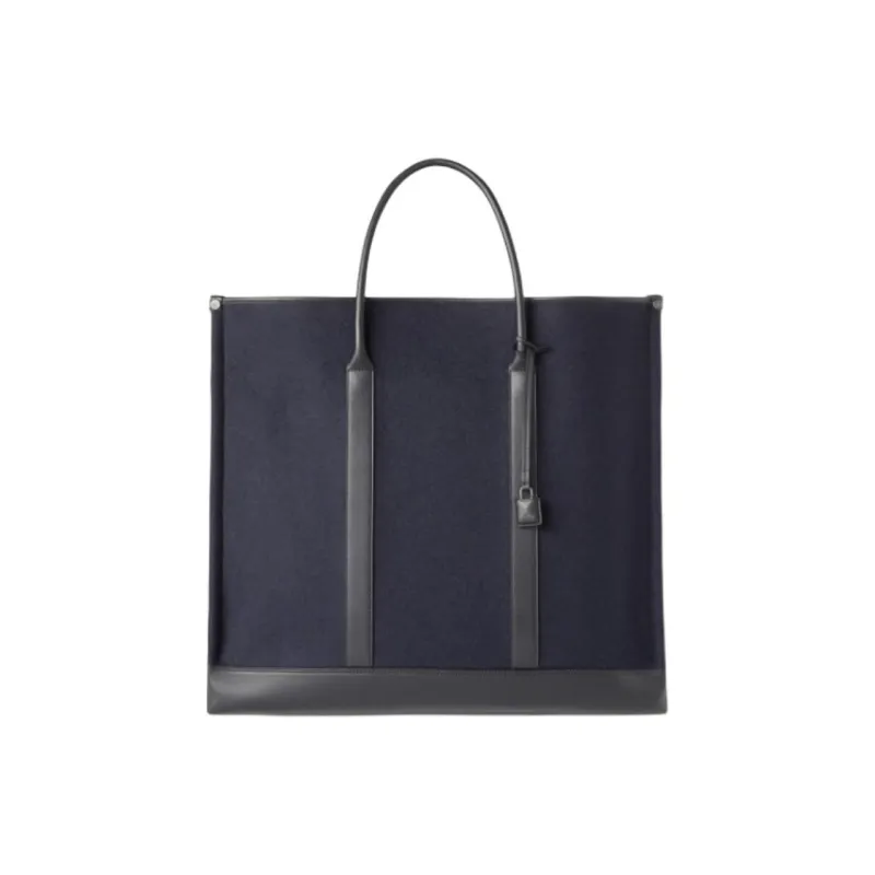 Loro Piana Cashmere Tote Bag Shopping Bag Handbag Large Size Men's Navy And Black-0