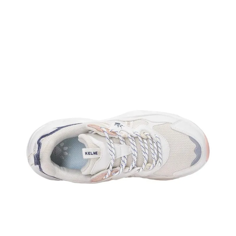 KELME Anti-Slip And Wear-Resistant Breathable Low-Top Chunky Sneakers Women's White Pink-3