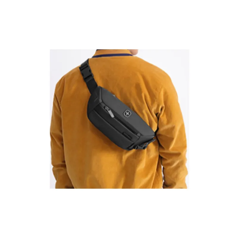 Wenger Polyester With Synthetic Leather Shoulder Bag Crossbody Bag Sling Bags Small Size Men's Black-4