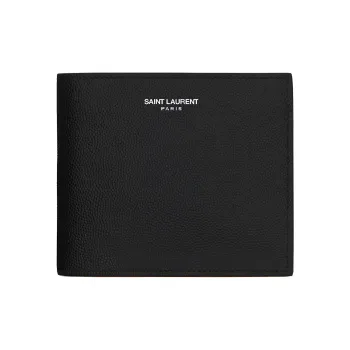 SAINT LAURENT Grained Embossed Leather Wallet Men's Black