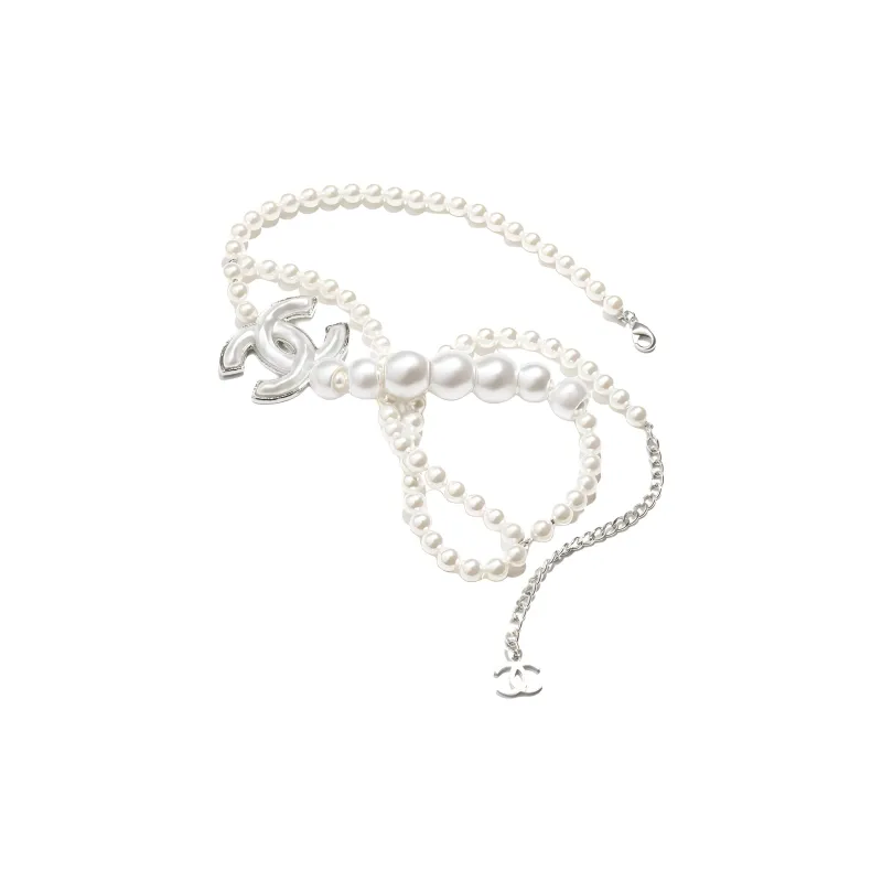 CHANEL Metal Waist Chains Women's White --1