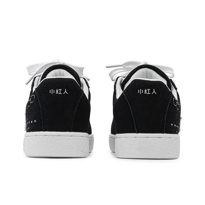 Little Red Man Slip Resistant Cushioning Low Top Skateboard Shoes Unisex Black White-2