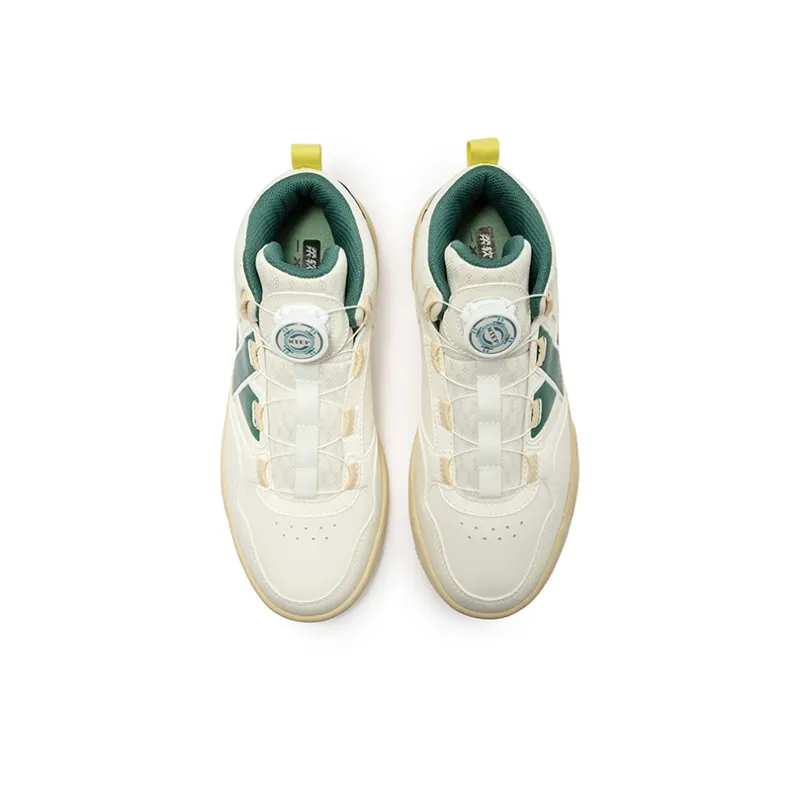 XTEP Non slip Support Mid Top Kids' Skateboarding Shoes Sail White Velour Pine Wood Color Kids'-3