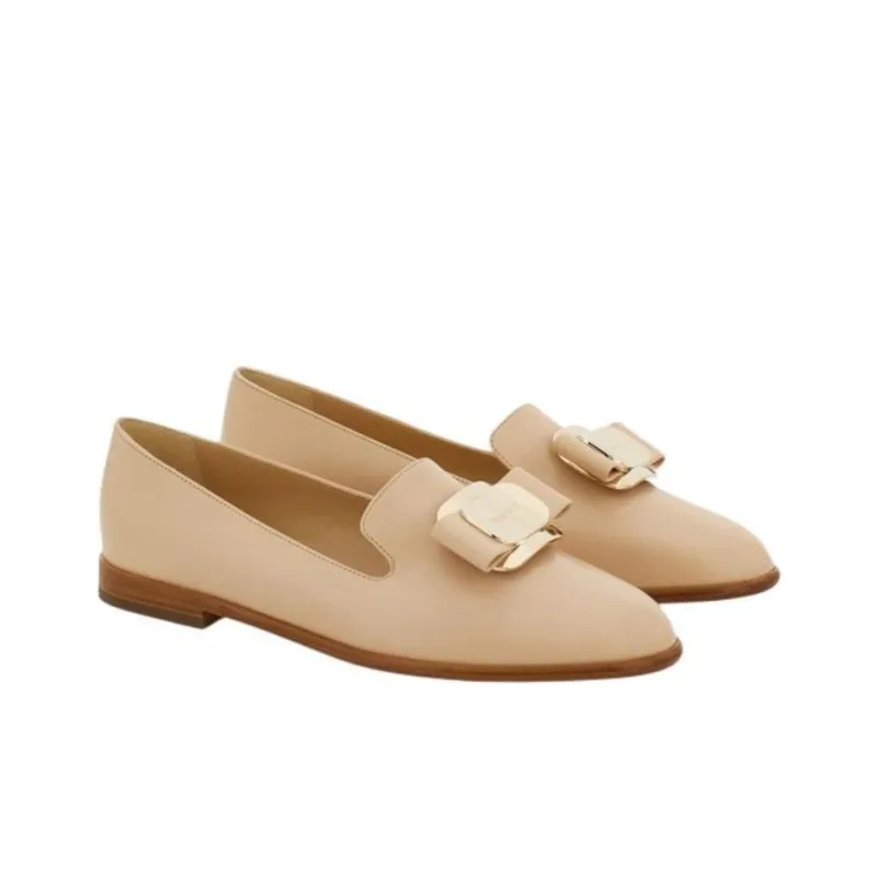 FERRAGAMO New Vara Loafers Women's Beige-2