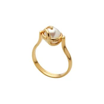 FENDI Bronze, Artificial Crystal Rings Women's Gold