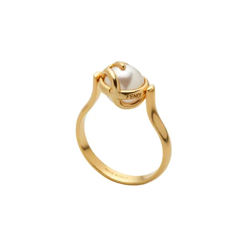 FENDI Bronze, Artificial Crystal Rings Women's Gold
