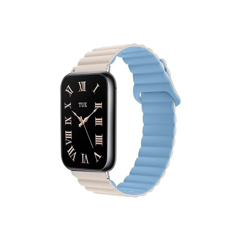 MSSM Watch Band Red Beige Compatibility Silicone Material-9