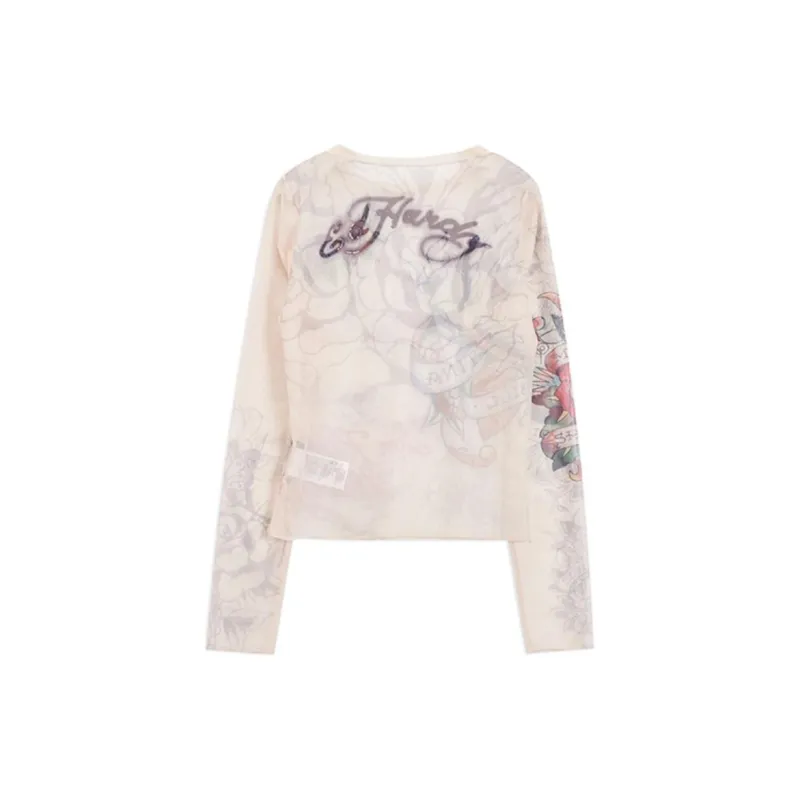 Ed Hardy T Shirt Women's Ivory White-1