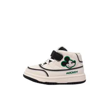 Disney Mickey Series Slip-Resistant Warm High-Top Kids' Skateboarding Shoes Beige Black Kids'