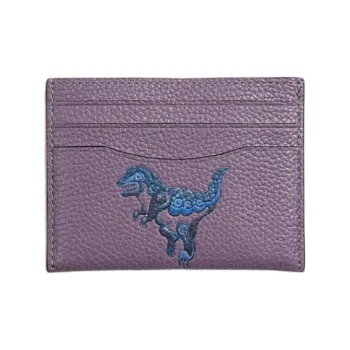 COACH X Zhu Jingyi Card Case Leather Wallets Card Holders Women's Purple