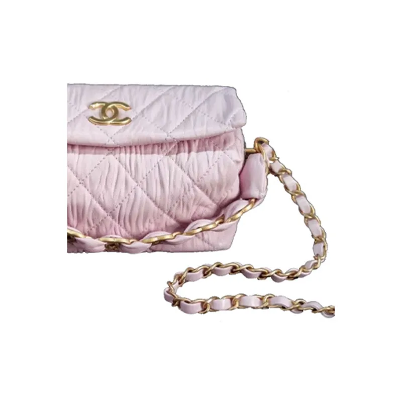 CHANEL Lambskin Hobo Bag, One Shoulder Handbag, Crossbody Bag Trumpets Women's Pink-2