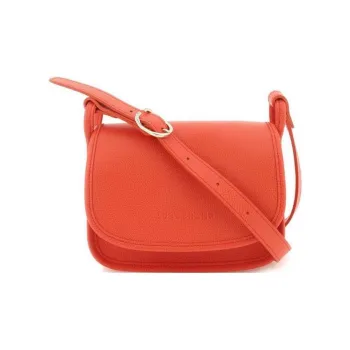 LONGCHAMP Le Foulonné Cow Leather Shoulder Bag Crossbody Bag Small Size Women's Orange