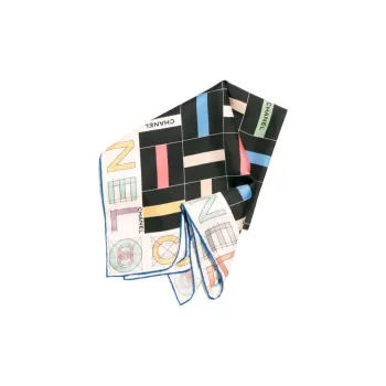 CHANEL Silk Twill Silk Scarves Women's Black