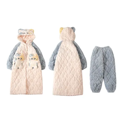 CAIHENGTONG Pajama Set Women's Apricot Blue