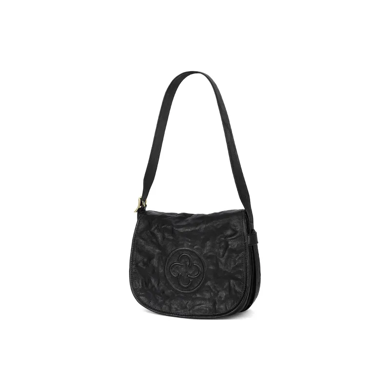 CASSILE Cow Leather Crossbody Bag, Shoulder Bag Women's Truffle Black-2