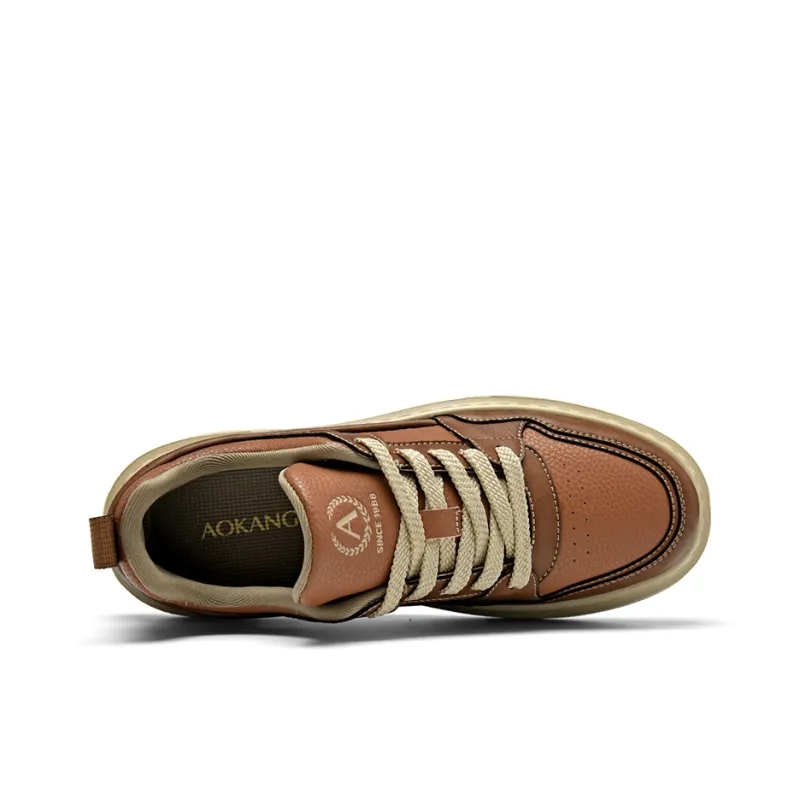AOKANG Air Force One Series Skateboard Shoes Men Low Top Yellow Brown, Red Brown-8