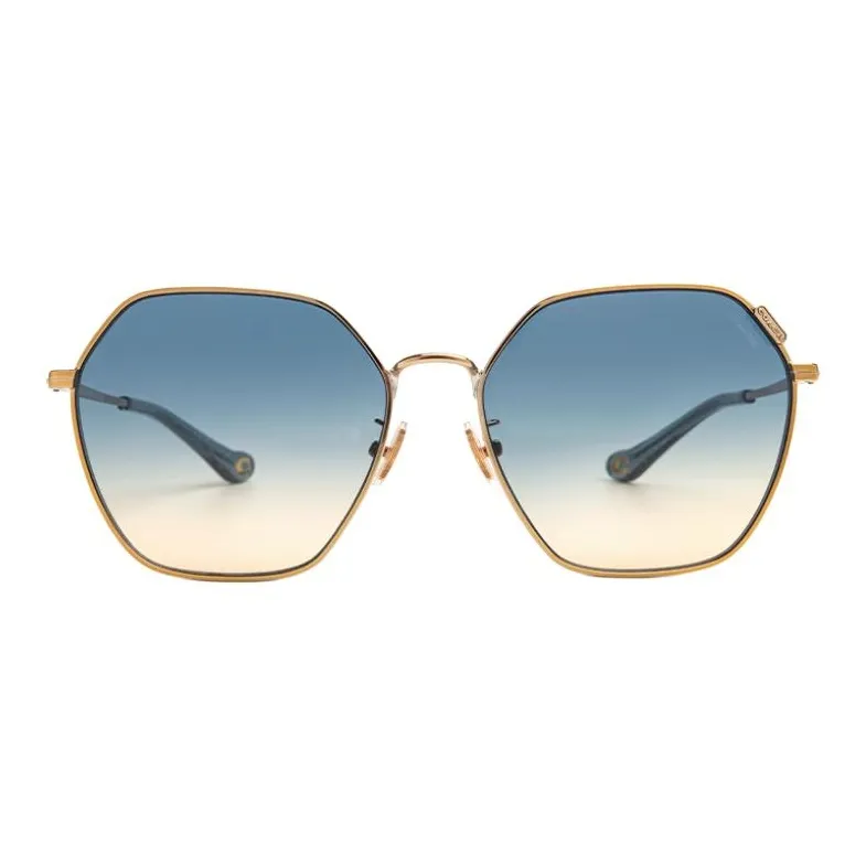 COACH Alloy Irregular Shape Sunglasses Women's Gold-1