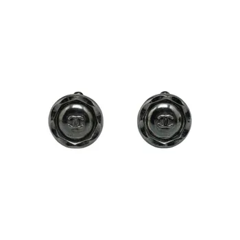 CHANEL 1996 Cc Round Clip On Costume Earrings