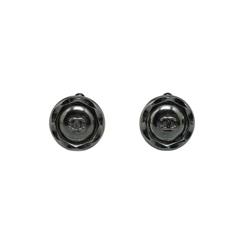 CHANEL 1996 Cc Round Clip On Costume Earrings-0