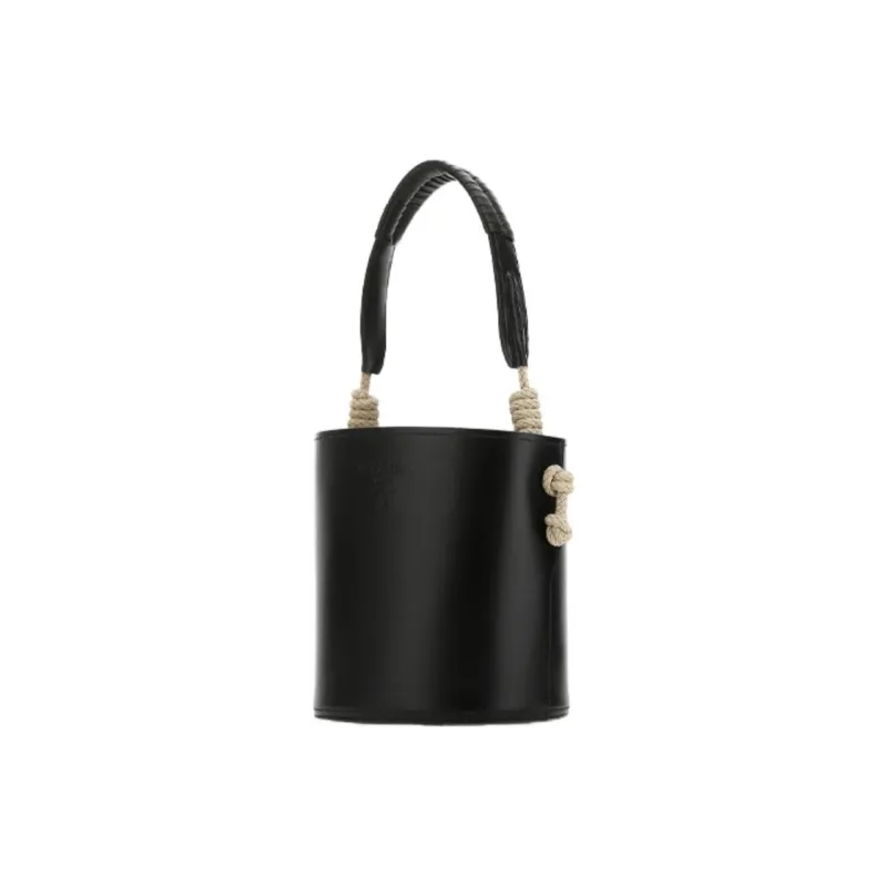 PRADA Cow Leather Bucket Bags Handbags Unisex Black-1