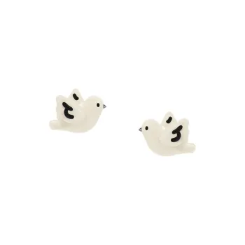 MARSEVEN Enamel Stud Earrings Women's Gray White