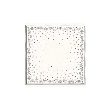 CHANEL Silk Silk Scarves Women's Milky White/black