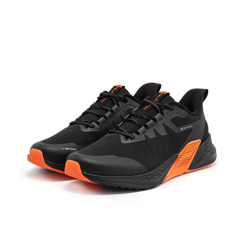 361° Volcano Rainproof Series Running Shoes Men Low Top Obsidian Black/Crimson Orange-2