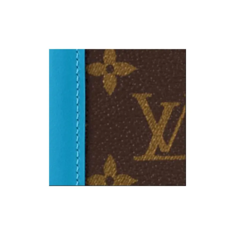 LOUIS VUITTON Pocket Organizer Monogram Macassar Coated Canvas Card Holder Men's Blue & Brown-3