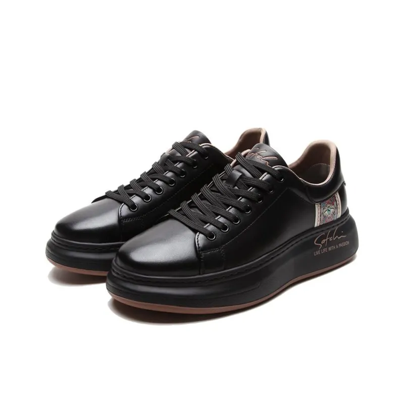 Satchi Slip Resistant Cushioning Abrasion Resistant Lightweight Breathable Low Top Skateboard Shoes Men's Black 5.5cm-2