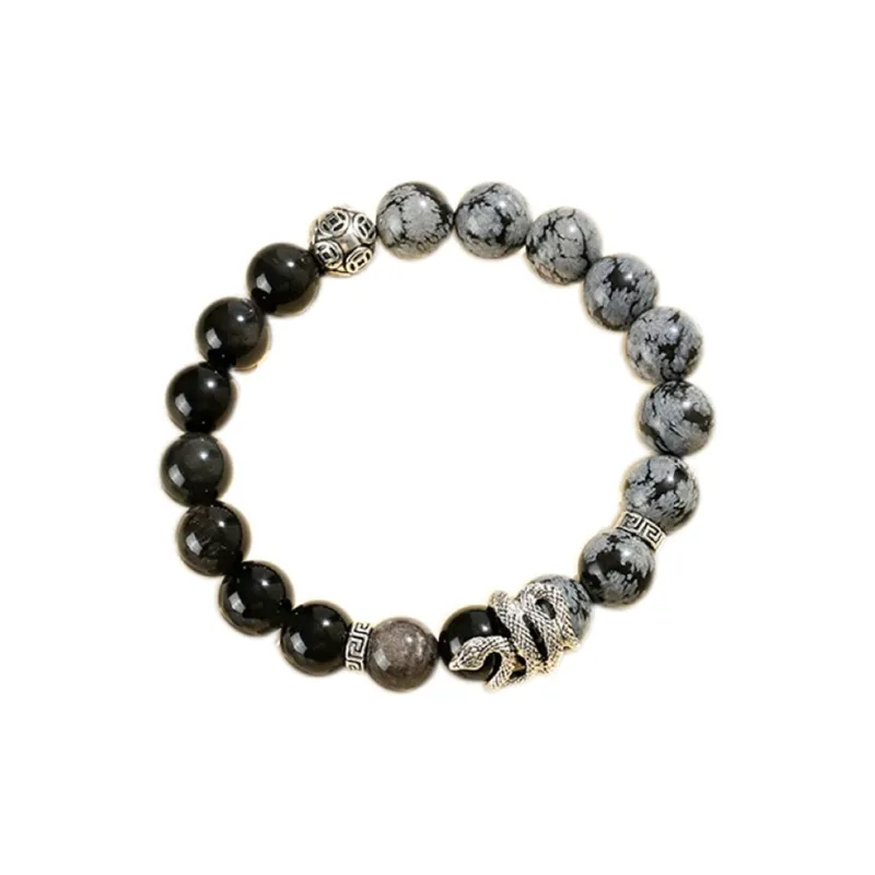 Bubble Scallops Obsidian Bracelets Unisex-0