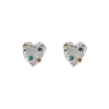 KING OF BLING 925 Sterling Silver Pin, Gold Plated, With Zircon Stud Earrings Unisex Good Luck, Accurate Peach Blossom