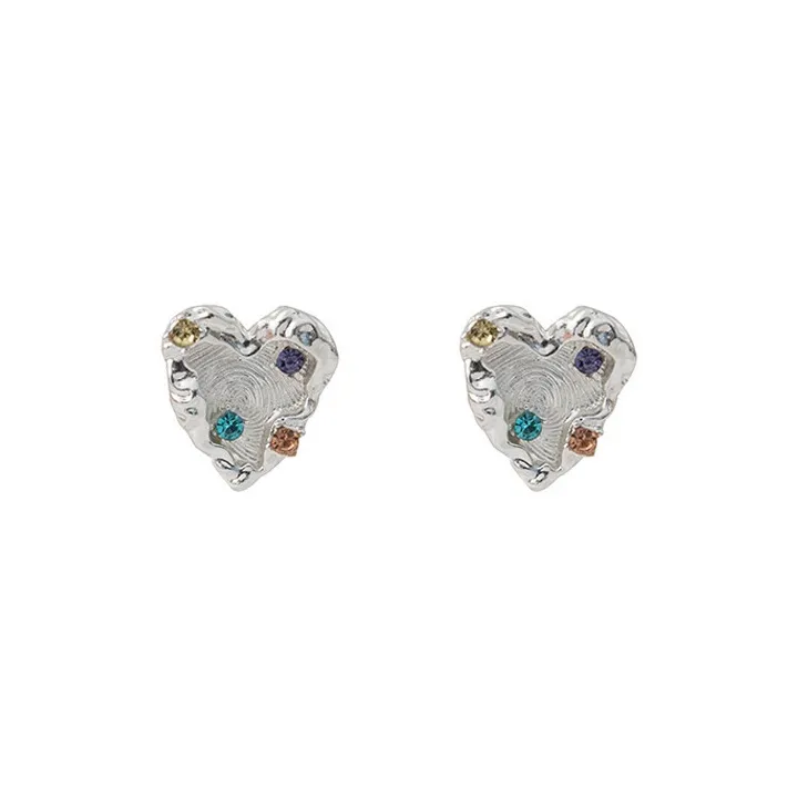 KING OF BLING 925 Sterling Silver Pin, Gold Plated, With Zircon Stud Earrings Unisex Good Luck, Accurate Peach Blossom-0
